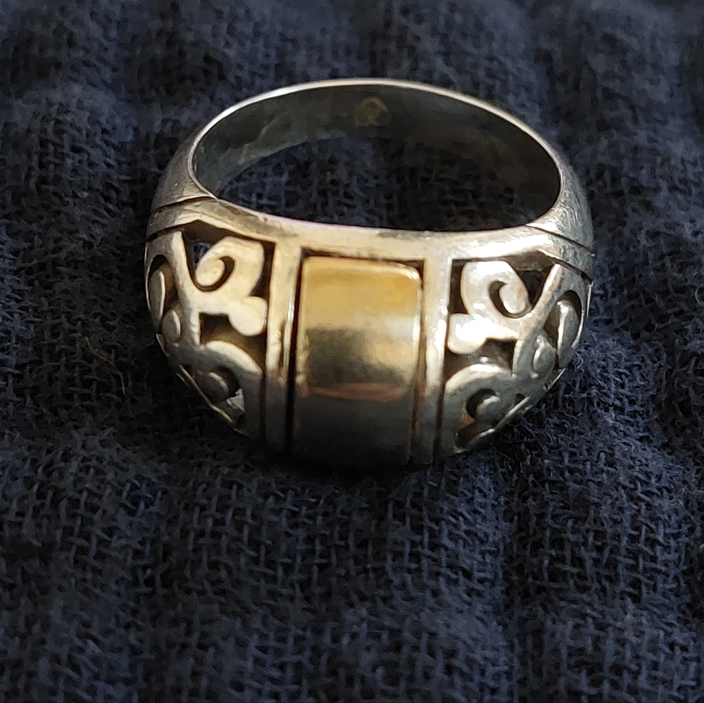 Brighton Gold and Silver Ornate Ring, Size 8.